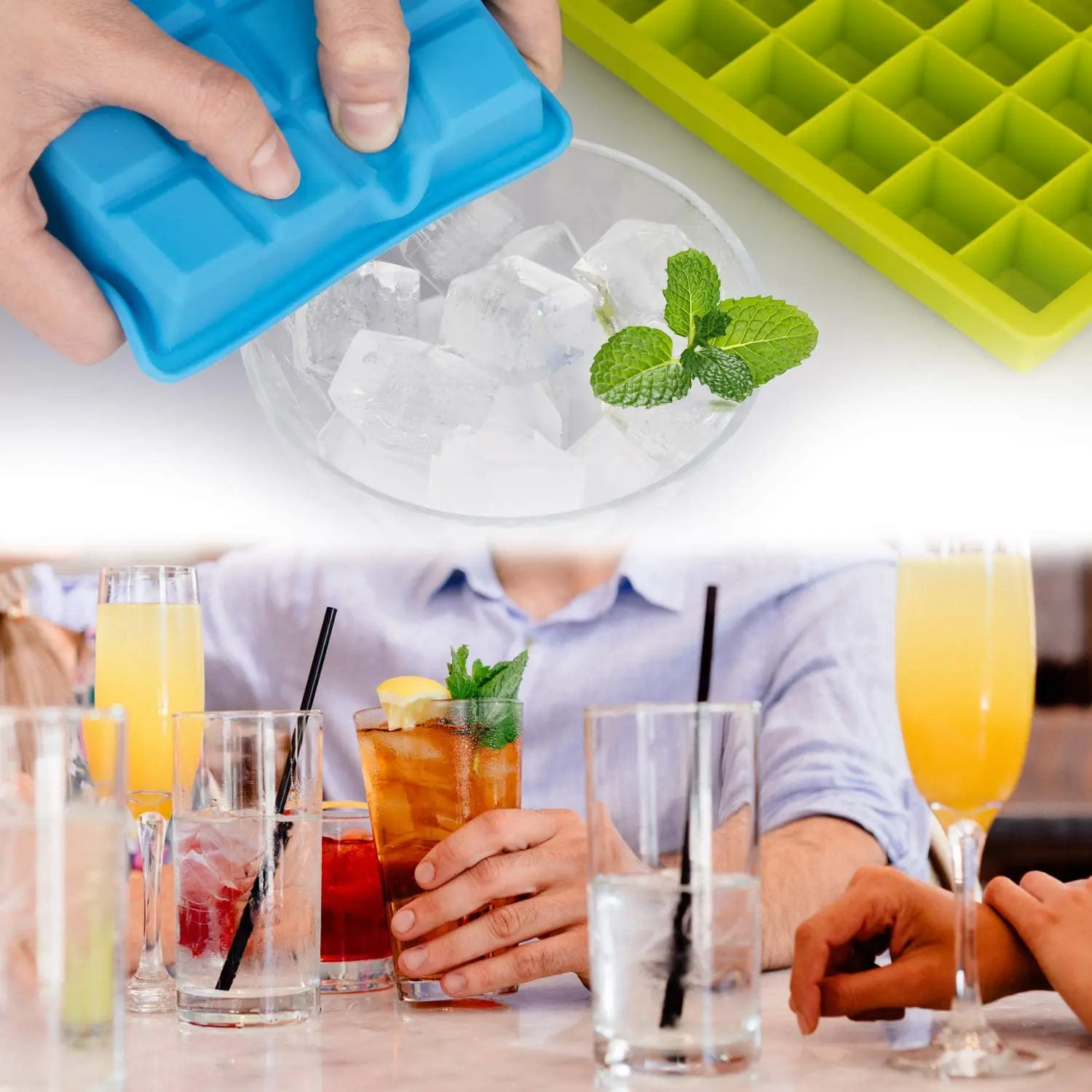 Ice Cube Trays With Lids, Silicone Ice Cube Molds, Flexible 24