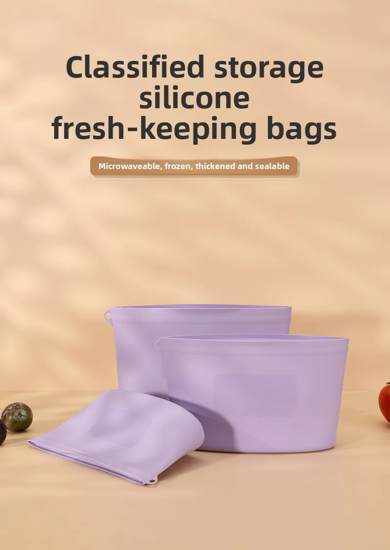 Portable Food-Grade Silicone Bags Microwaveable & for Fresh-Keeping Sorting & Travel Packaging Storage supplier