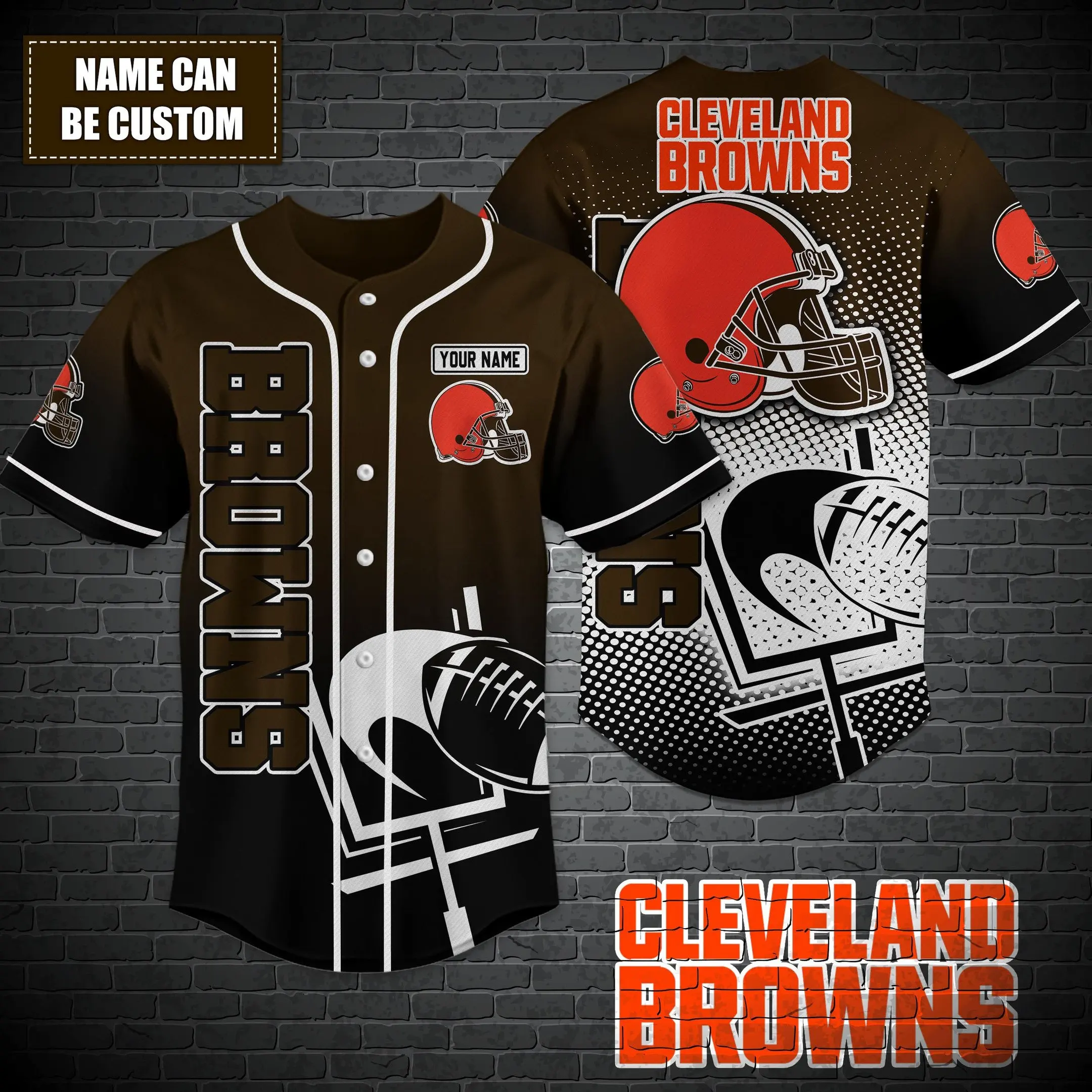 Cleveland Browns Personalized Name And Number NFL Baseball Jersey