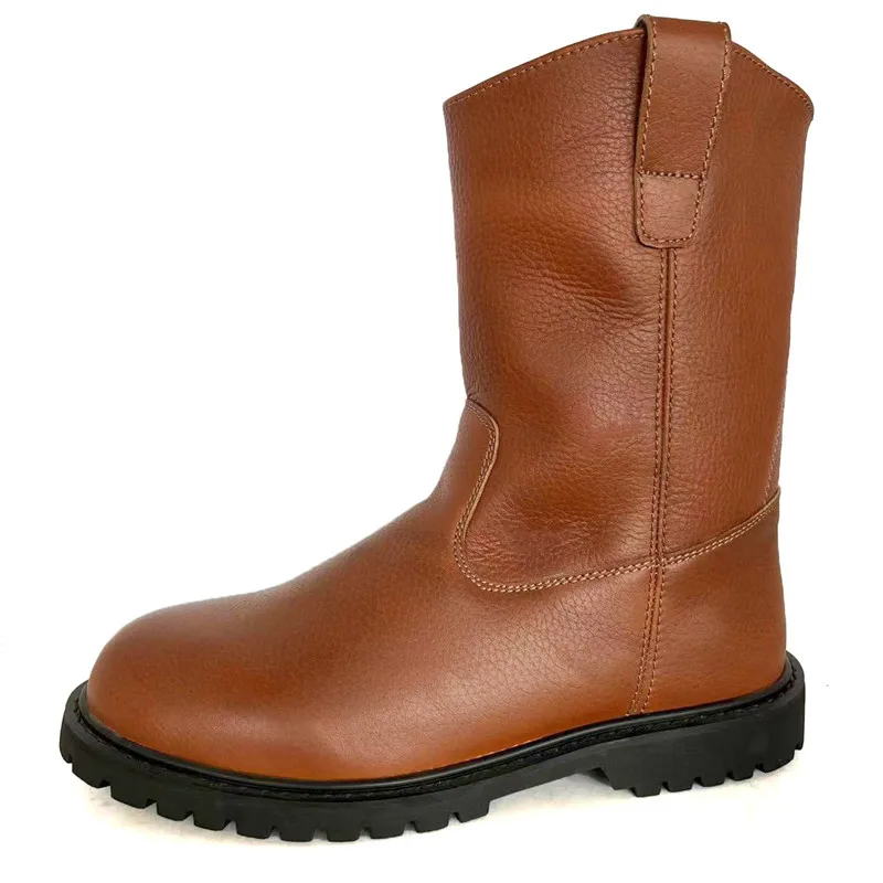 Оптовая продажа промышленная обувь снаряжение кожа crazy horse высокий каблук стальной носок сапоги зимняя защитная Черная