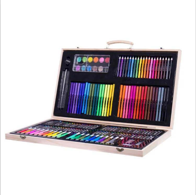 180 Pieces of Children's Drawing Art Set Drawing Pens Colored Pencils with  Wooden Case Children's Art Painting Set for 8-12 Years Old