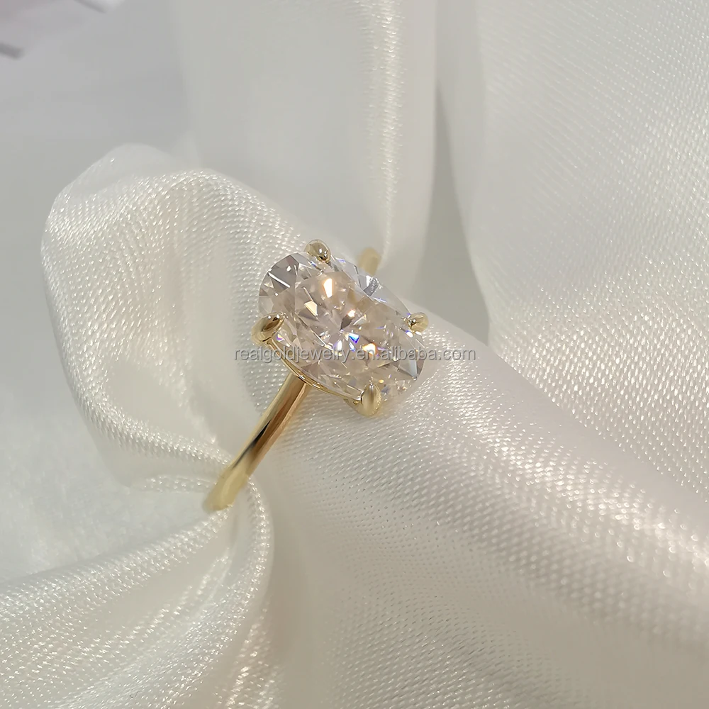 Pure 14k Real Gold Ring Solitaire Stone 1ct 2ct 3ct Moissanite Ring