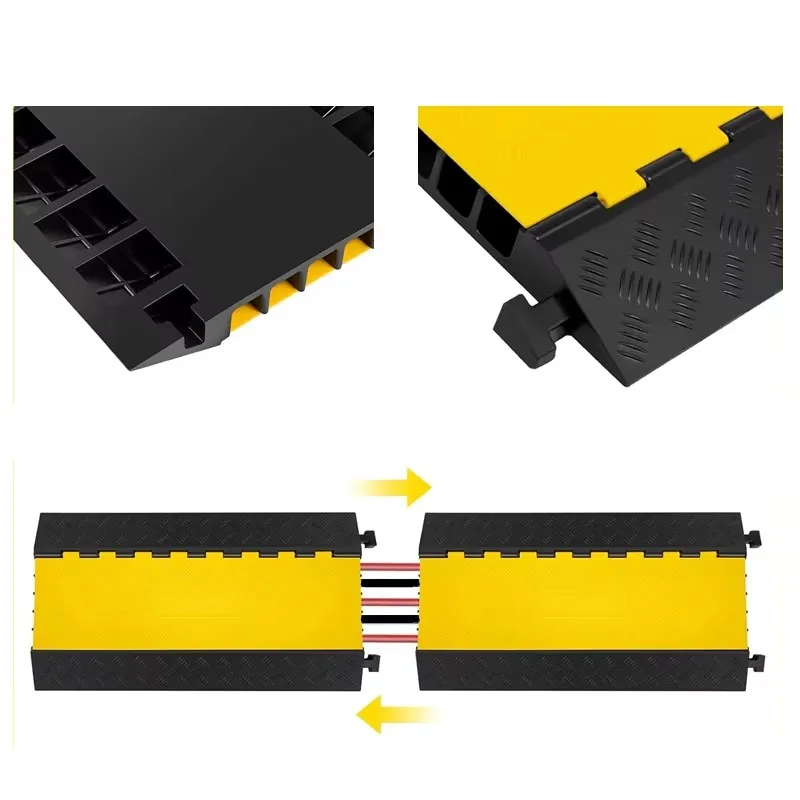 product factory wholesale outdoor rubber floor cable cover roadway safety traffic rubber 5 channel cable protector-3