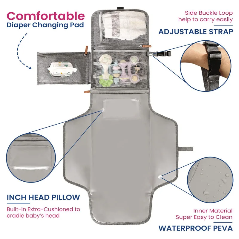 Portable Changing Pads for Baby With Shoulder Strap Detachable Pad Factory Custom