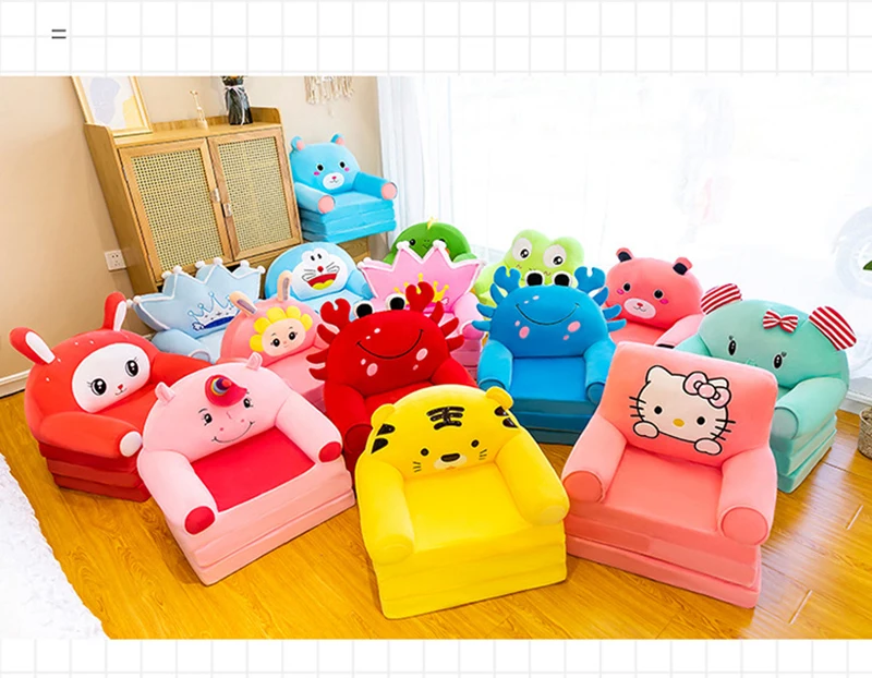 Yasn New Style Kids Animal Soft Sofa Seat Foldable Chair Baby Bed Fold