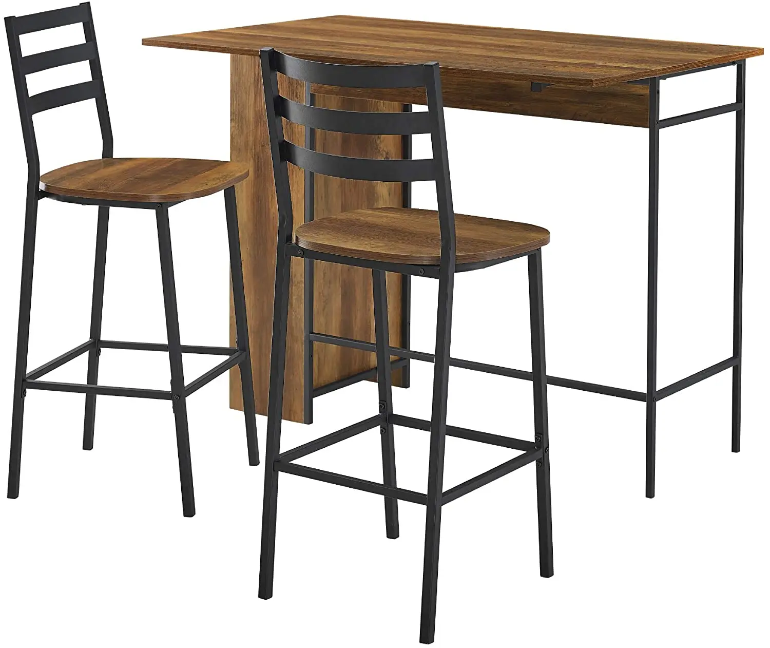 YELLOO Kitchen Bar Table 2 Stools Brown Walnut Pizzeria Set Mod Venice