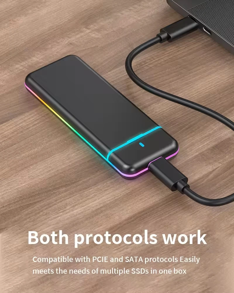 Chinese factory supplier supply Dazzling Light Portable Ssd Case Nvme Ngff For External M2 Ssd Type C Usb3.1 10gbps M.2 Ngff Ssd Enclosure - Buy Ssd Nmve M2 Nvme Usb Type C Sas/sata Ssd/hdd Backplane Enclosure transcend External Ssd Usb 3.1 Gen2 Type Cssd-enclosure ssd Case Sata To Usb 3.0 Adapter 5gbps