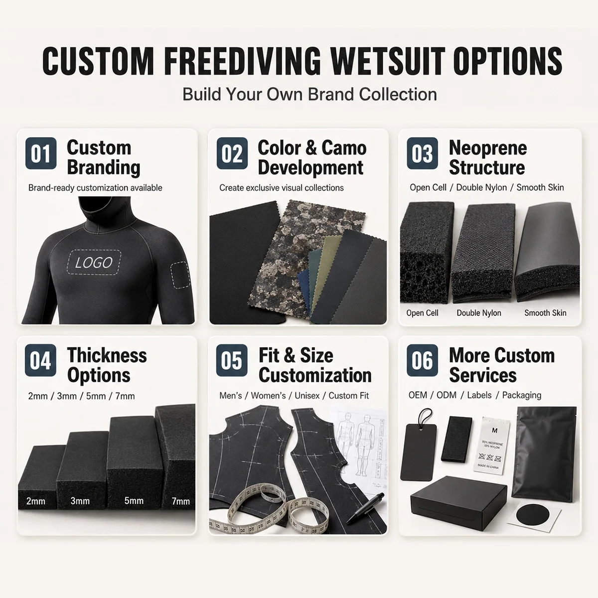 Custom Men Freediving Wetsuit Two-Piece Hooded Premium Neoprene Open Cell Glide Skin 3mm 5mm 7mm Cold Water Diving Suit for Men