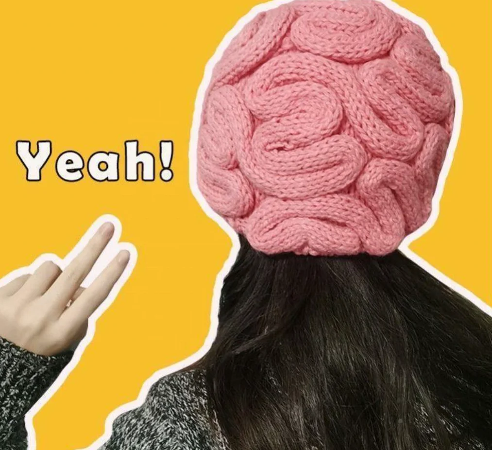 Brain Printed Beanie Brain Flower Knitted Hat - Unique Design Stretchy Beanie For Men & Women Unique Pattern Beanie