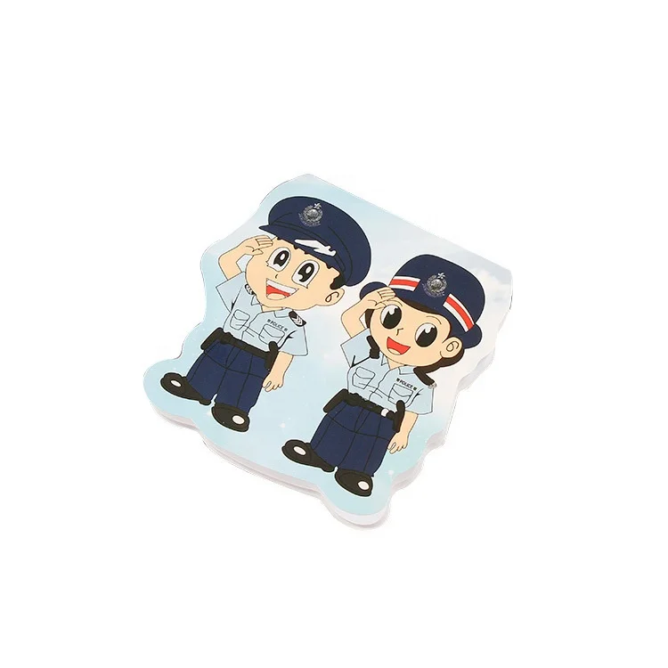 free samples  China Factory Stationary Supplies Hardcover Memo Pad Die Cut Policemen Shaped Sticky Notes