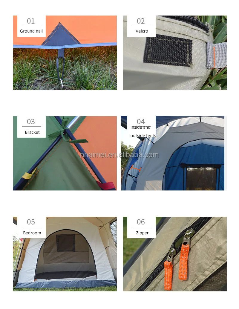 Custom Logo Large Double Layer Tents Waterproof 4 Person Outdoor Family