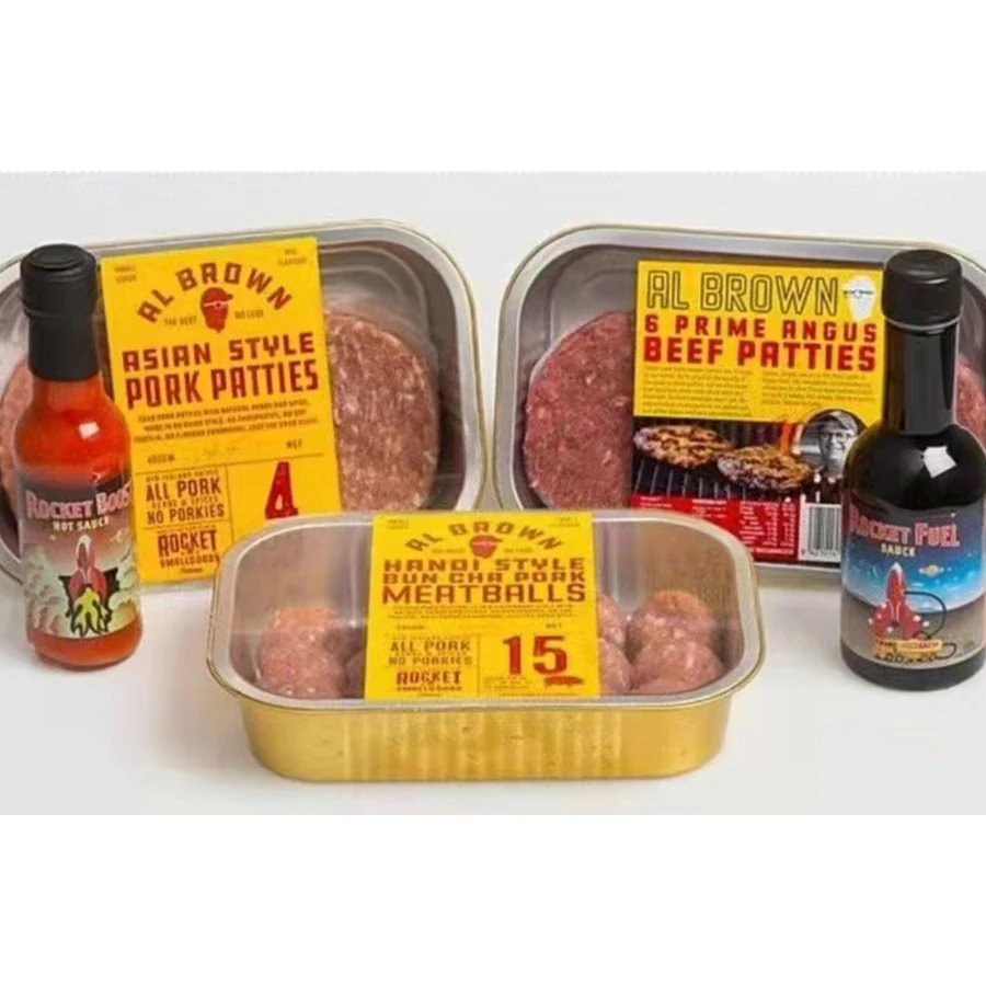 Convenient Recyclable Rectangular Plate Box Tray Aluminum Foil Food Container