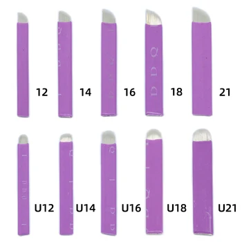 Purple Microblading 0.16mm Tebori Blades Needles Tattoo needles Permanent Makeup Needle 12 14 16 18 21 Manual Eyebrow Blades