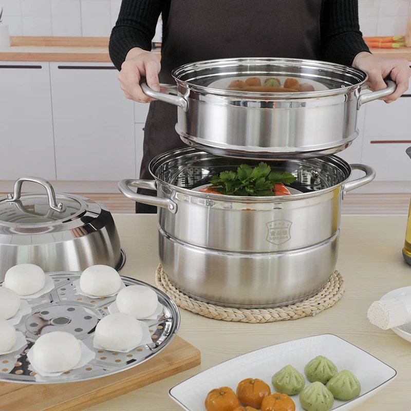 Superior 304 Material Kitchen Stainless Steel Steamer Pot 2layer Food