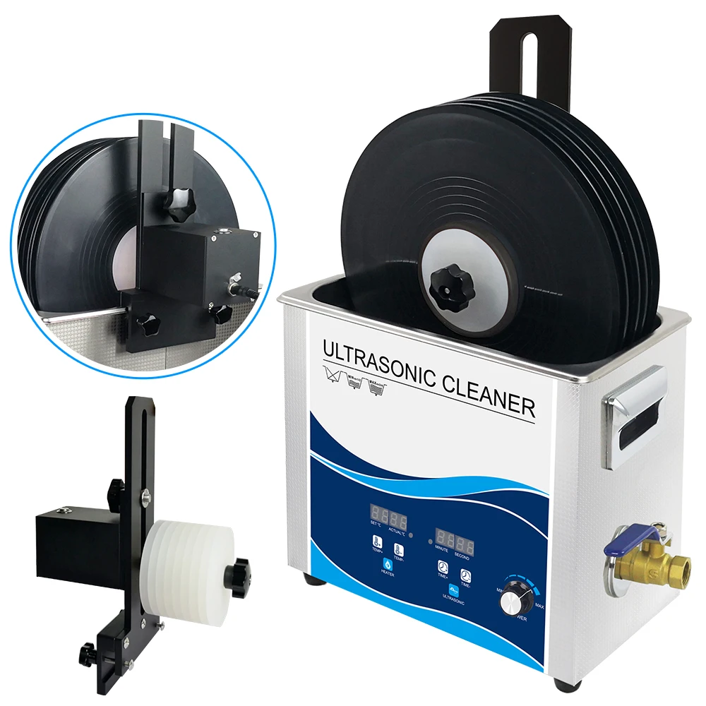 Digital Ultrasonic Cleaner Vinyl Record Disc CD Lp Cleaning 6L Tank 180W with Alloy Bracket Lifter Device Motor Vinyl Record CD
