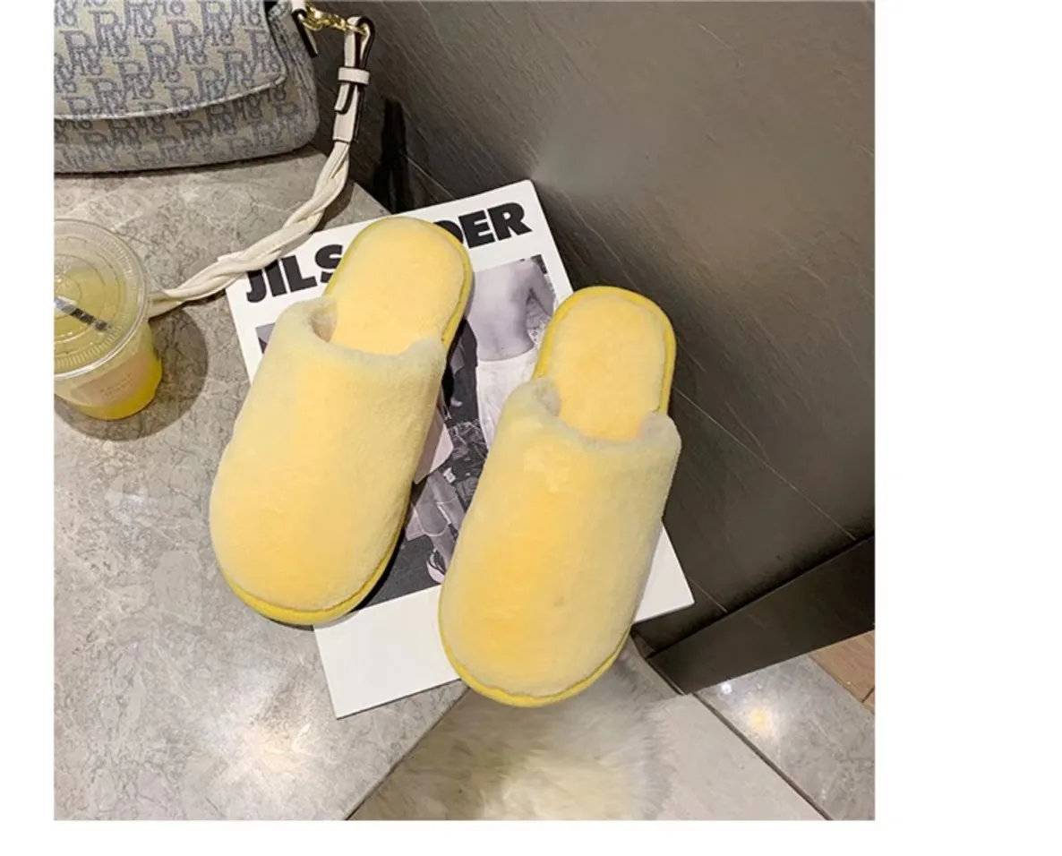 Фабричные OEM осенние и зимние модные пушистые тапочки, плюшевые домашние комнатные тапочки из хлопка в 100% с тканью fttoor для женщин