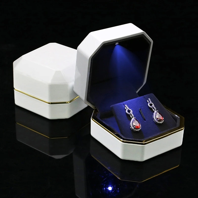Factory Wholesale Black Led Lighting Jewelry Box Luxury Ring Box Earrings Jade Customized