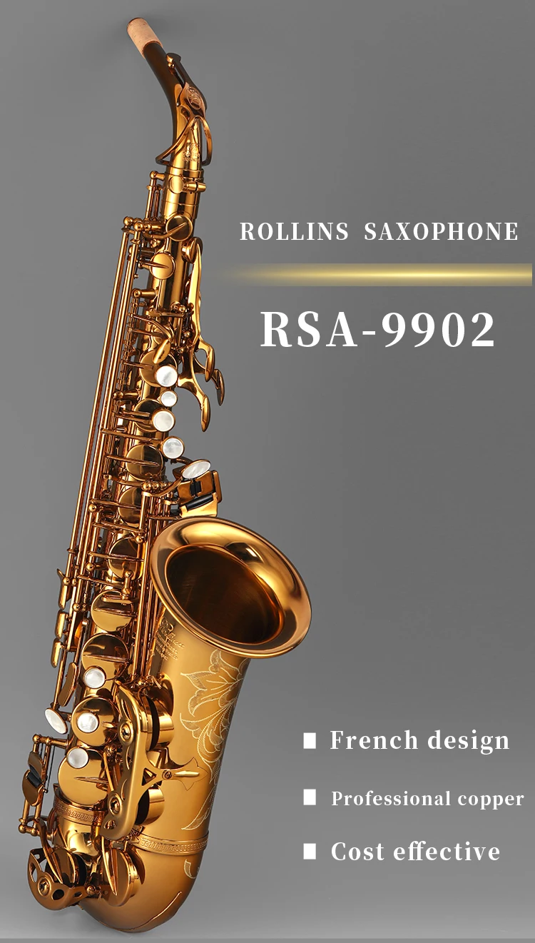 Musical Instruments High F Eb Key Golden Lacquer Alto Saxophone Rsa