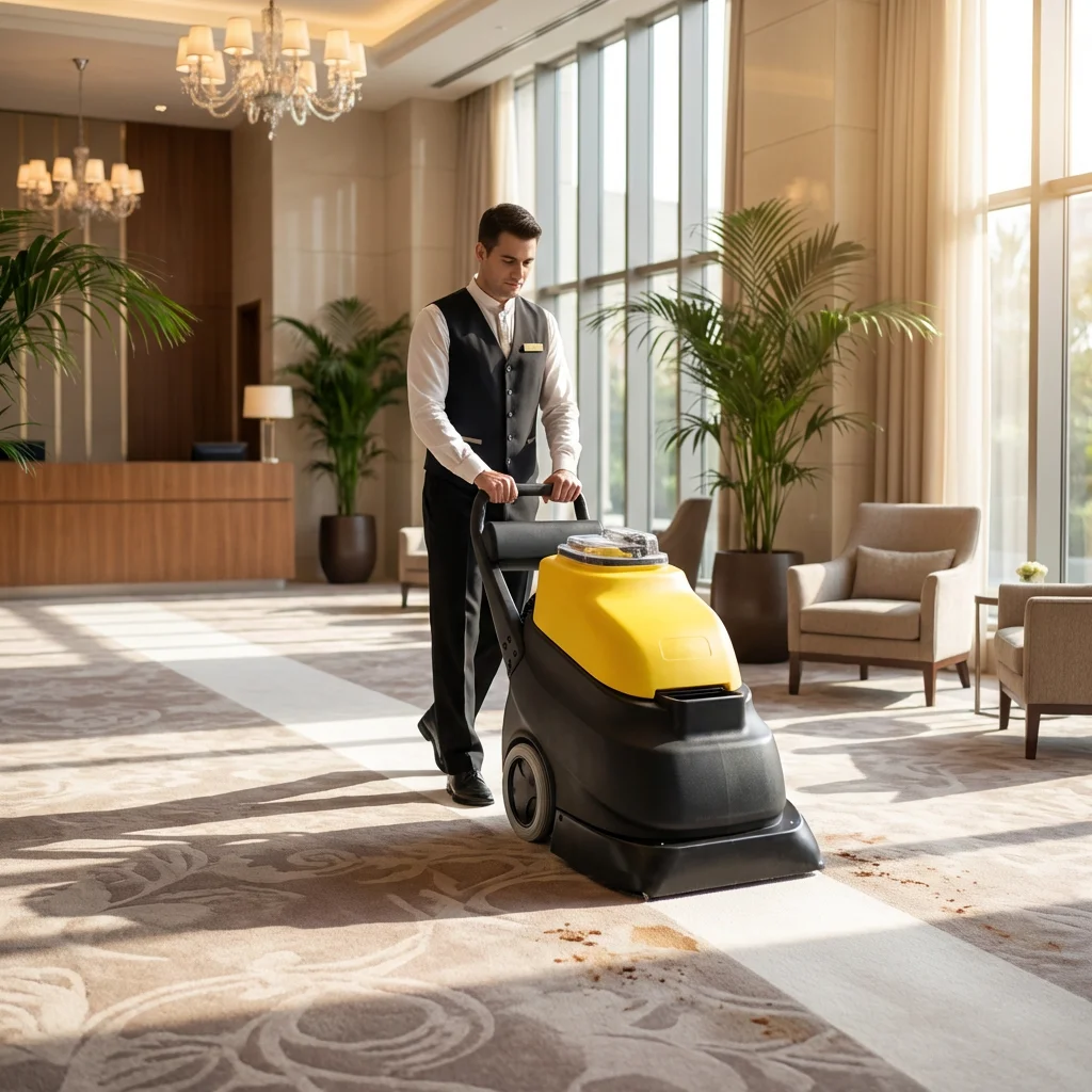 CP-400 Dalawang Roller Brush na Manually Pushed na Elektrikong Walang Sako na Basang Makina para sa Paglilinis ng Malalaking Karpit sa Hotel, Propesyonal na Ekstraktor ng Karpit