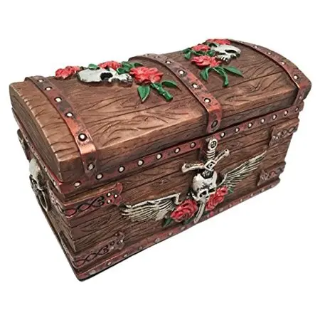 
 Декоративный сундук с пиратским черепом из смолы для шкатулки для ювелирных изделий  