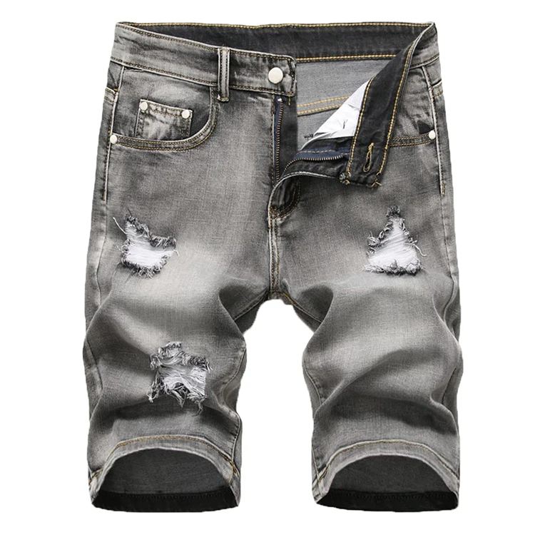 Factory Direct Sale Men's Classic Ripped Pants Jeans Custom Plus Size Comfortable High Quality Men's Denim Shorts gallery 7