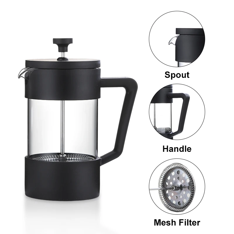 Hot Sale Stock 350ml 600ml 800ml French Press BPA-Free Sustainable