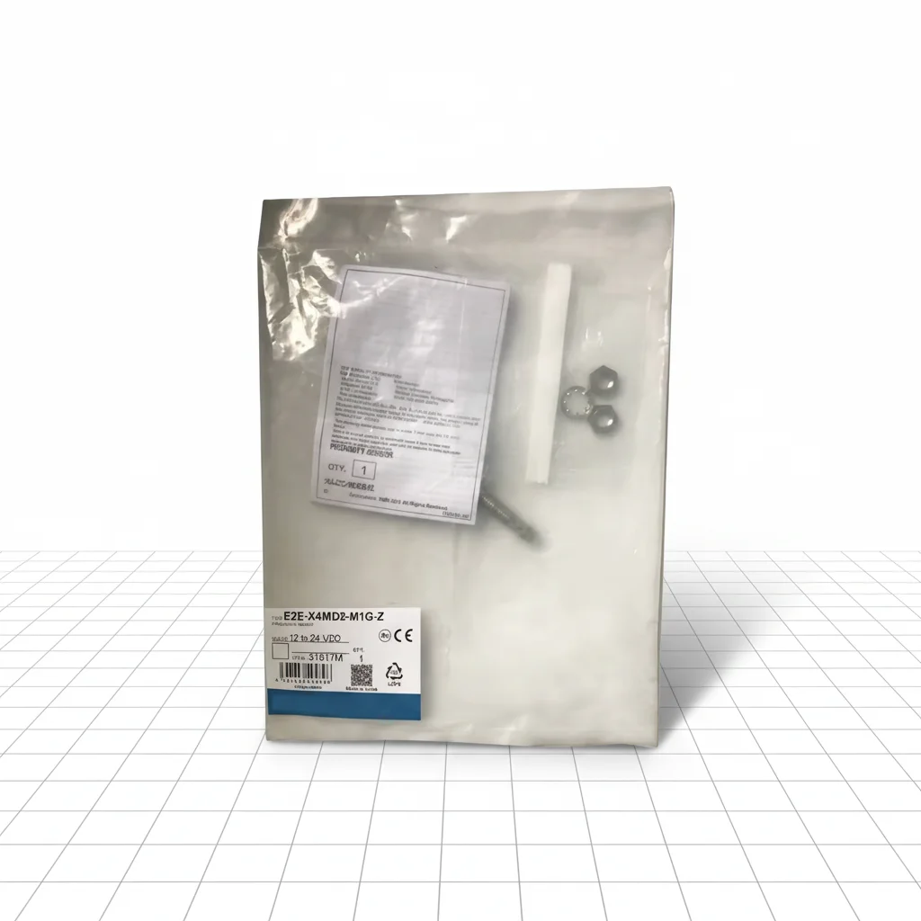 New Original Omron E2E series proximity sensor. M12 cylindrical structure, 4mm sensing distance, DC 2-wire NC output, 12-24V DC power supply, IP67 waterproof and dustproof. Applied to metal target detection, positioning and counting in automated machinery