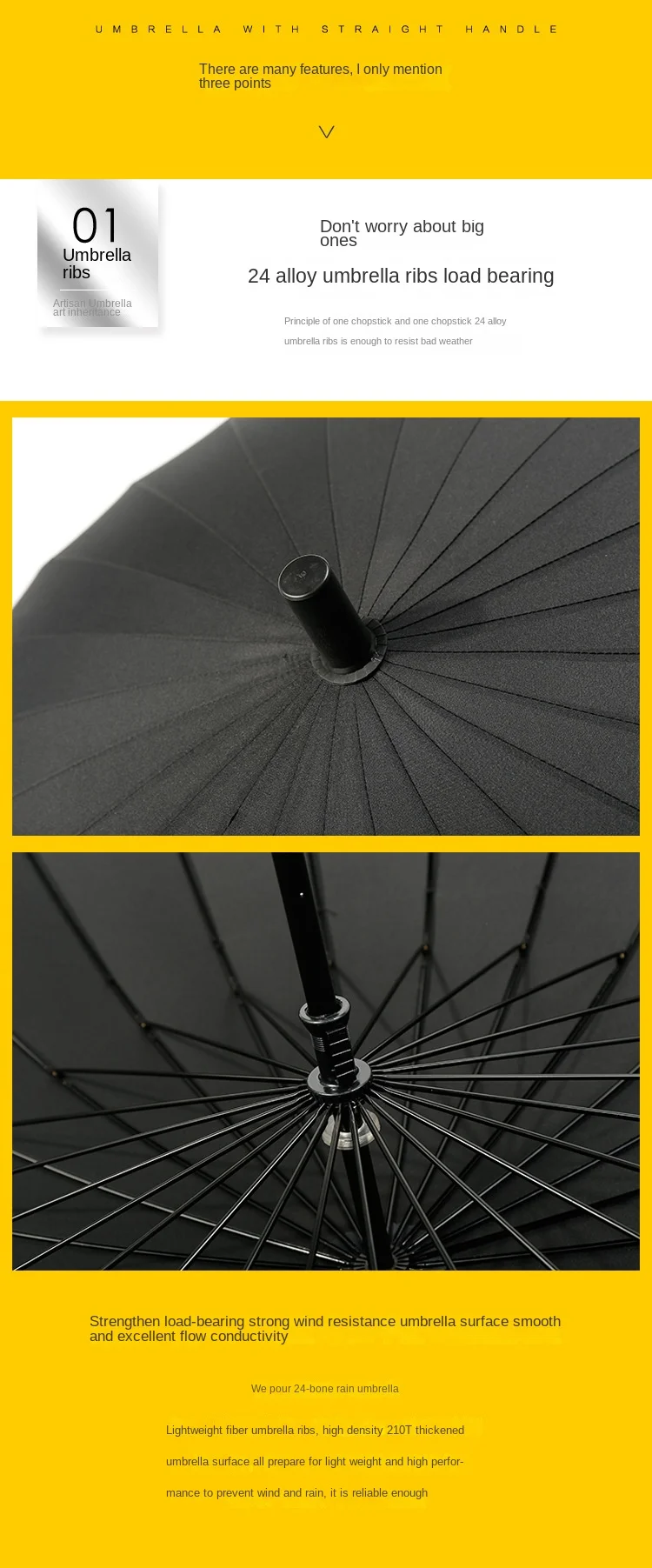 Japanese style 24 ribs manual straight rain umbrella