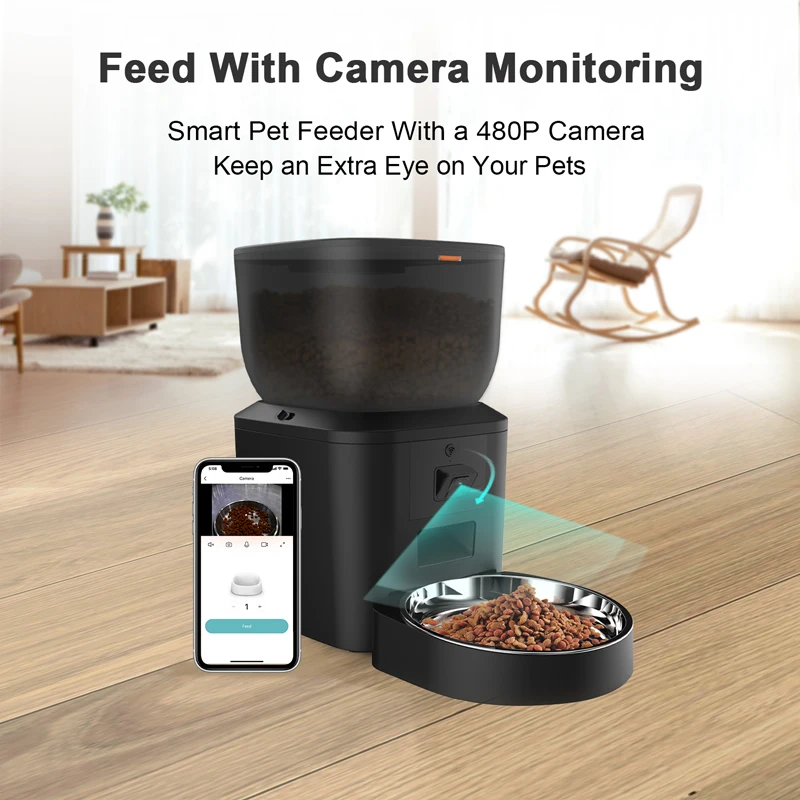 Smart Pet Feeder Camera Tuya Wifi 7l 4l Double Bowl Pet Food Dispenser