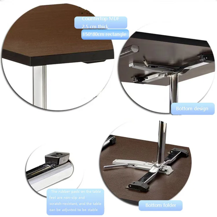 Mdf Hpl Material Table Top With Iron Plating Leg Foldable Training And