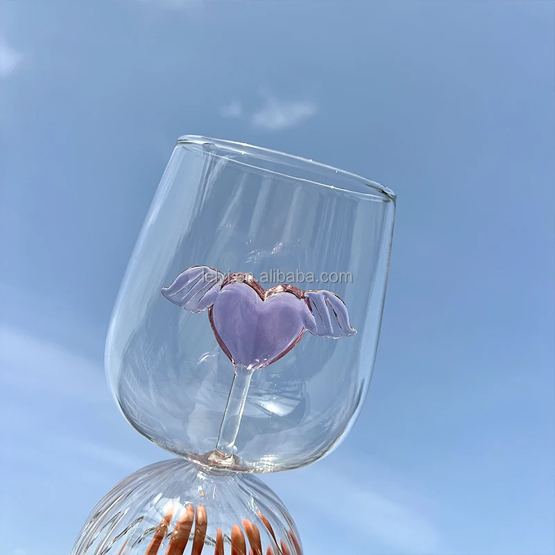 Lelyi Ins Light Luxury Creative Love Angel Wings Glass Cup Unique