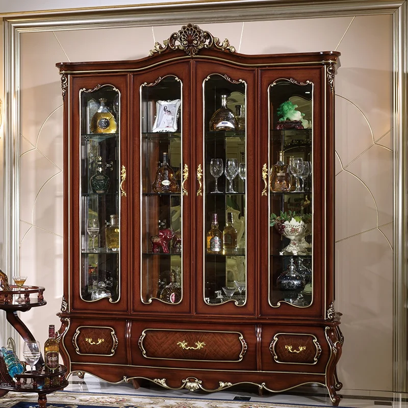 Деревянные Боковые шкафы в европейском стиле стакан для ресторана и современный шкаф