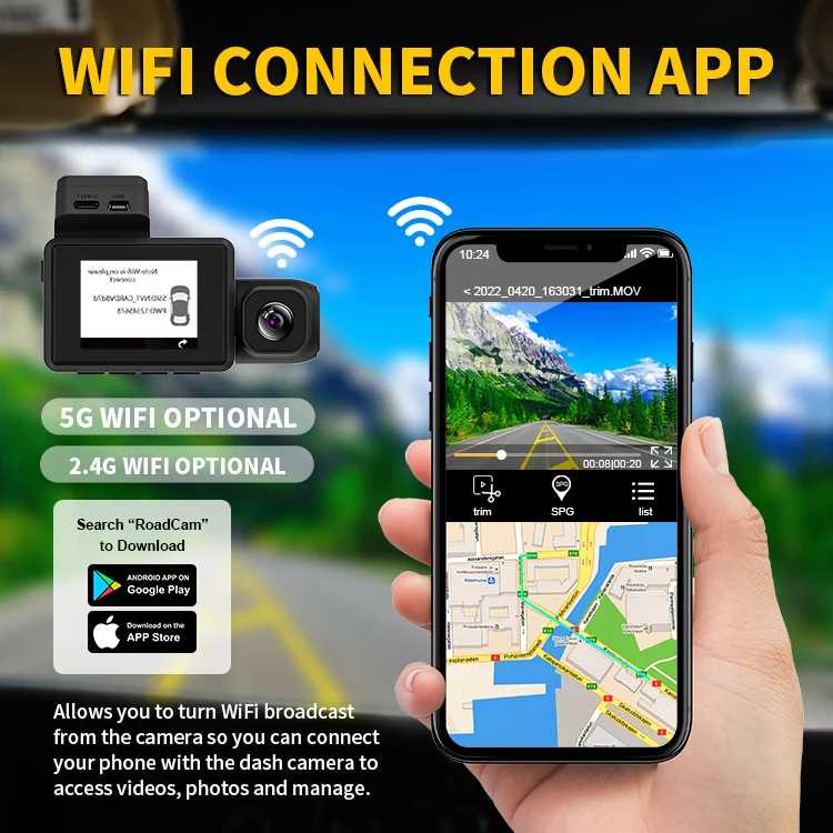 M800 New 4k Dashcam Car Dvr 4k Dash Cam 3 Lens With App Wifi Gps Hd 4k Dash Cam Front And Rear