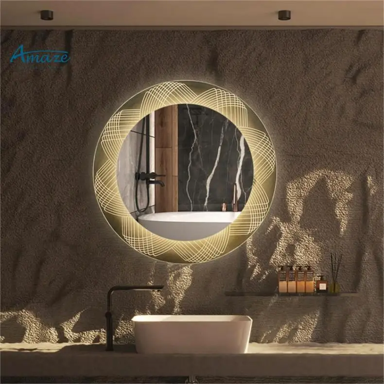 Modern bathroom Intelligent defogging round mirror wall mounted LED smart mirror customizable wholesale Intelligent mirror