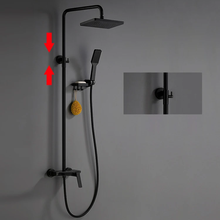 Juego de sistemas de cabezal de ducha tipo lluvia de 3 vías, color negro cromado