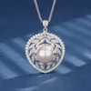 Pendentif Perle Blanche Platine avec chaîne Chopin