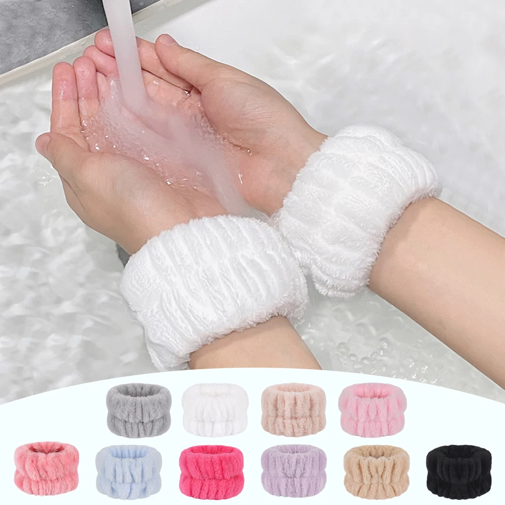 Custom Logo Elastic Flannel Facial Wrist Towels For Girls Skincare Spa ...