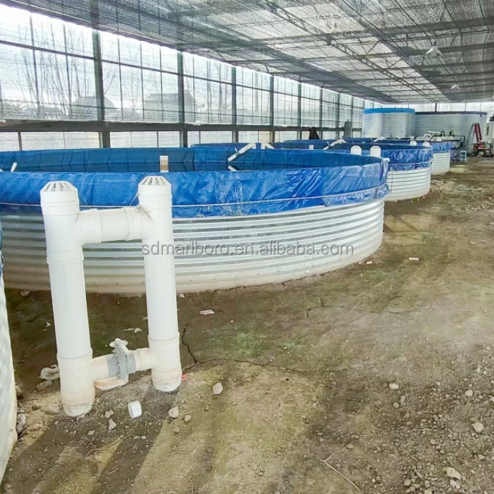 Customized Colour Galvanized Steel Plate Tank for Fish Shrimp Farming Pond With PVC Membrane Liner Inside