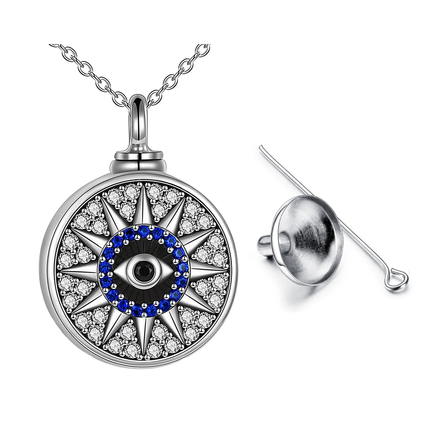 Eye Pendant Necklace for women man keepsake Cremation jewelry for ashes pendant exquisite jewelry keepsake gift -With funnel fil
