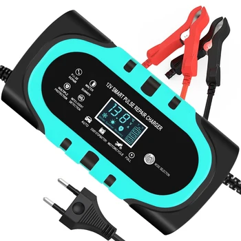 High quality Portable 12V Pulse Repair LCD Display Smart Fast Charge Car Battery Charger for Motorcycle Lead-Acid