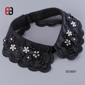 Beaded Floral Embroidered Collar Removable Shirt Collar Decoration Flowers Blouse Collar Tops Women Clothes Accessories
