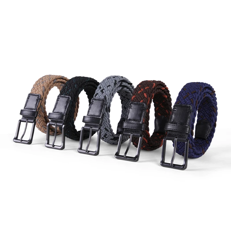 Customized Elastic Braided Belt for Men Casual Woven Stretch Knitted Belts in Mixed Colors