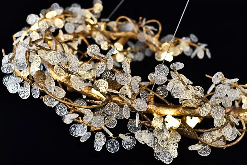 Meerosee Linear S Shape Tree Branch Crystal Modern Chandelier Gold Copper Luxury Chandelier MD87045