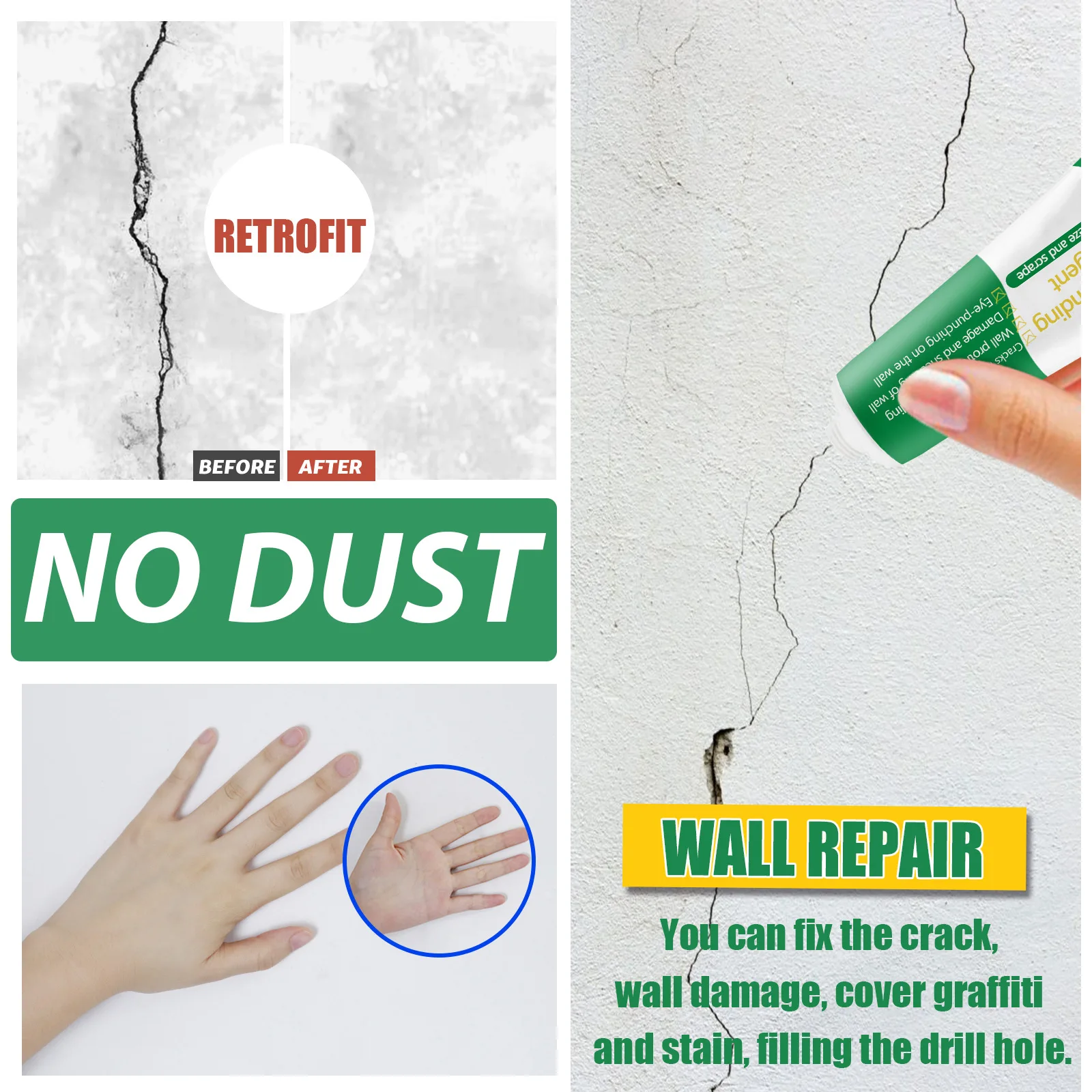 Easy Use Holes Crack In Your Wall Surface Wall Mending Agent Kit Wall