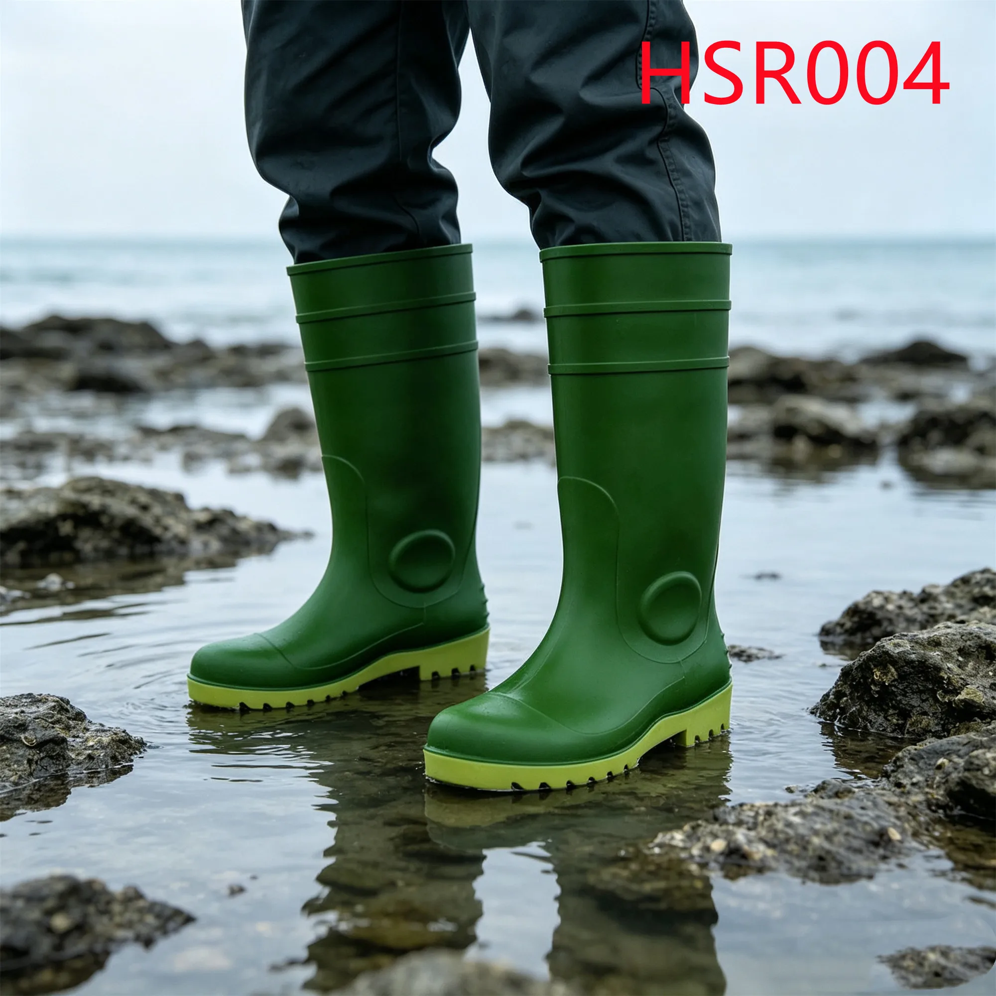 HY,Factory Price High Cut Water-proof PVC Material Rain Boots All-season Suitable Multi Color Anti-slip Rubber Boots HSR004