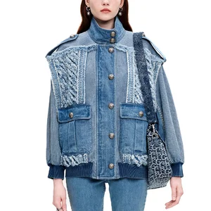 Custom Autumn/winter Casual Denim Women's Short Jacket Nailed Beaded Denim Jacket Women's Clothing