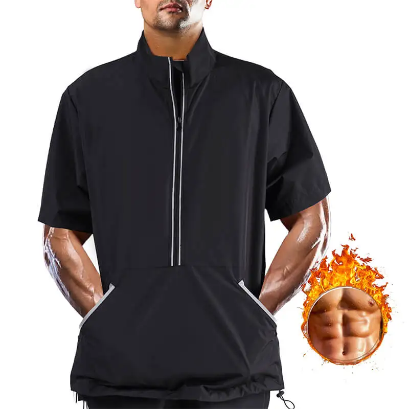 Custom Men Body Shaper Half Open Zipper Fat Burning Suit Sauna Suit Men Weight Loss Slimming