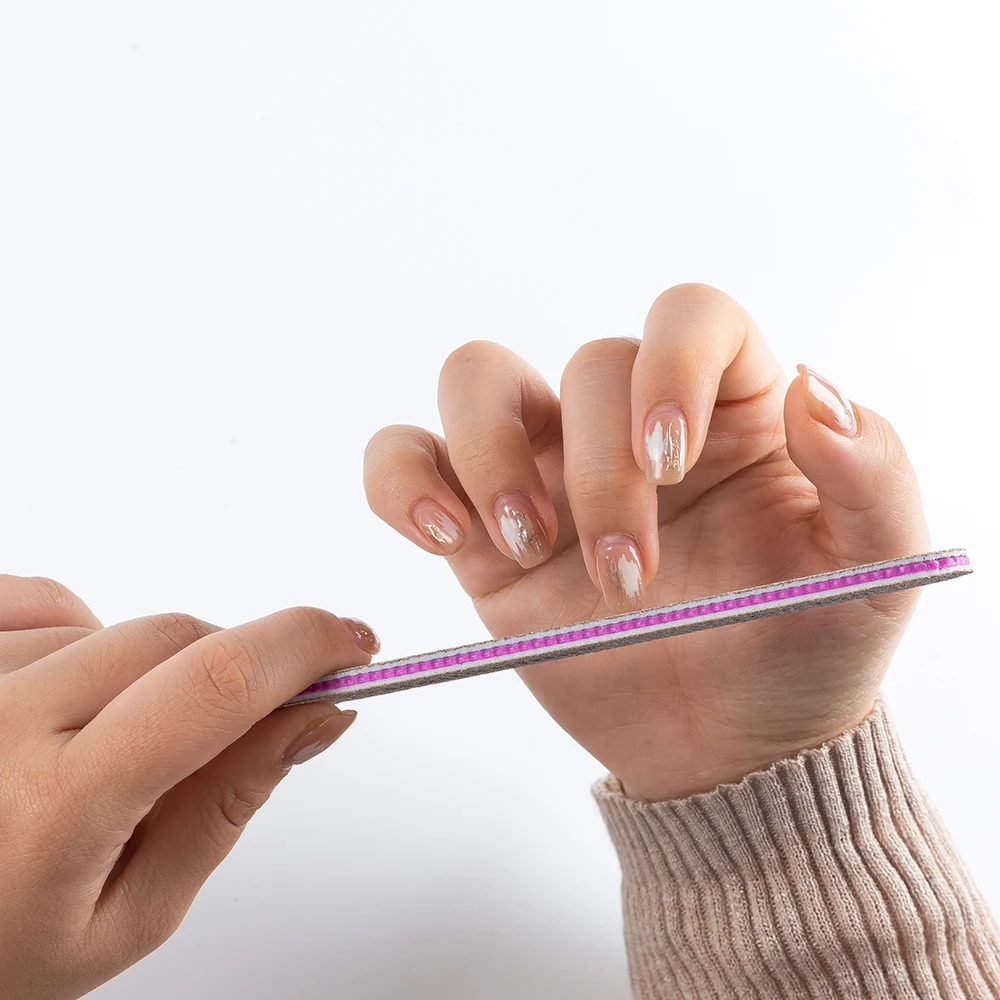 High Grade Nail File Custom Printed Nail Files Disposable Korea Sandpaper Zebra Gray 100/180 Grit Nail File