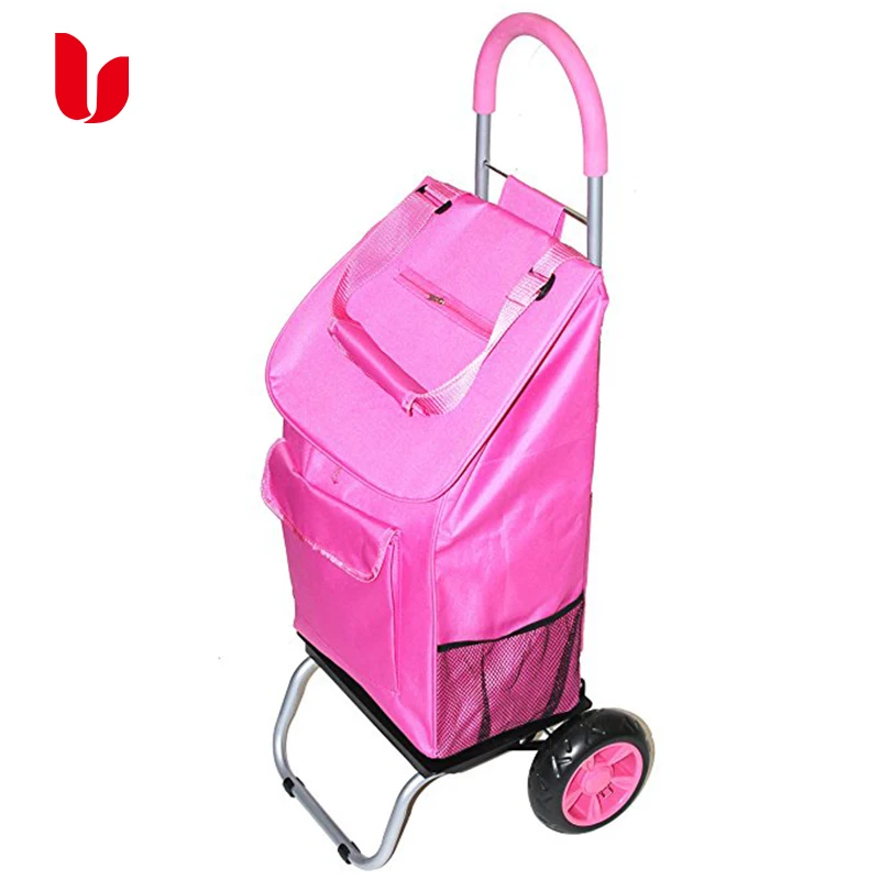 Grocery Folding Rolling Tote Shop with Ease