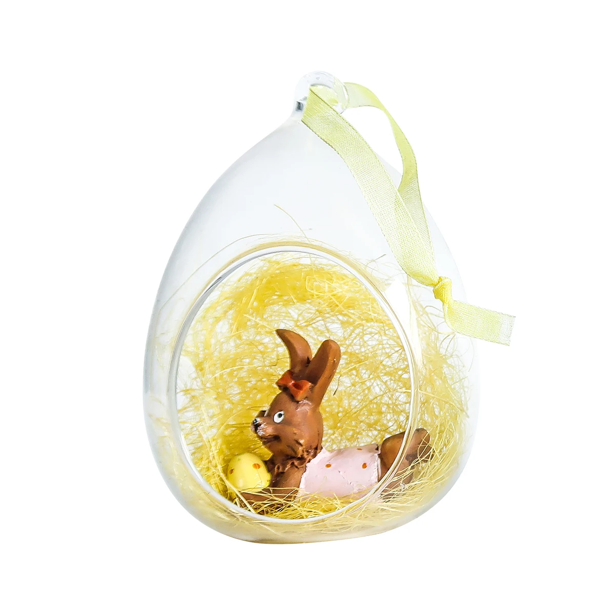 Wholesale custom transparent hanging decor hand blown glass Easter eggs ornaments with toys inside